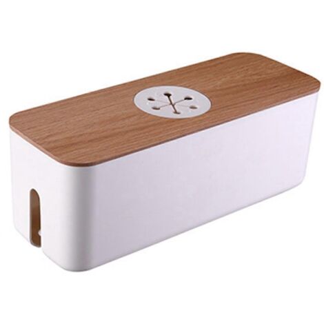 Boîte de rangement en bois pour câbles, boîte de rangement pour cordons d'alimentation A-- (1/5)