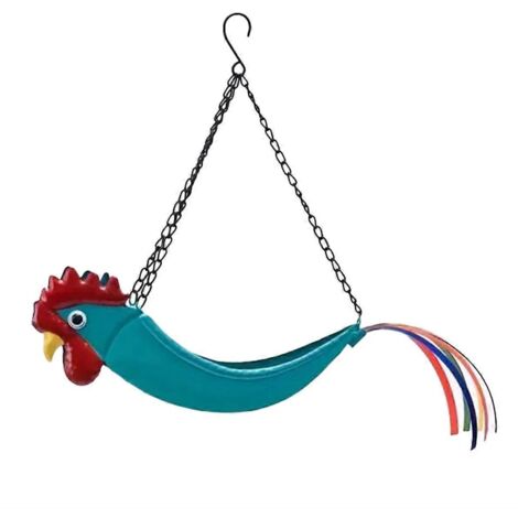 Jardinière suspendue en forme de poulet coloré et lumineux - Décoration de jardin (1/5)