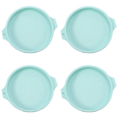 Ensemble de 4 moules à gâteaux ronds en silicone, bleus, 20 cm (8 pouces) (1/5)