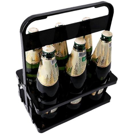 Porte-bouteilles pliable à 6 trous, porte-boissons noir pour bar (1/5)