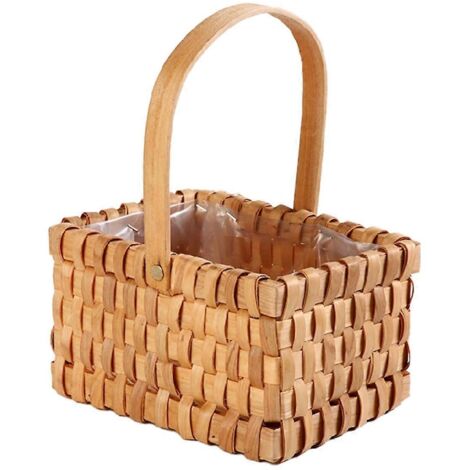 Panier à fleurs tressé à la main, panier de pique-nique, panier de rangement en bois -- (1/5)