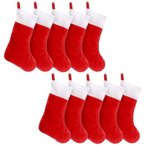 Lot de 10 chaussettes de Noël en feutre rouge avec porte-chaussettes (1/5)
