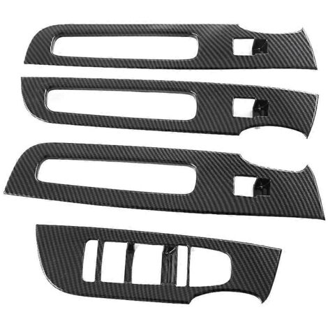 Garniture décorative en fibre de carbone pour interrupteur de vitre de voiture TANG-- (1/5)