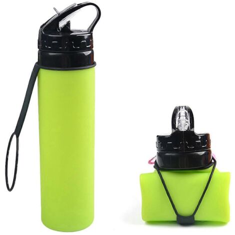 Gobelet isotherme en silicone vert pour sports de plein air 600 ml (1/5)