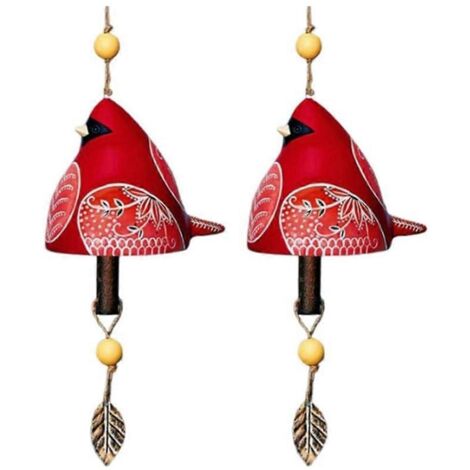 Clochette chant d'oiseau, carillon suspendu, support de carillon rouge -- (1/5)
