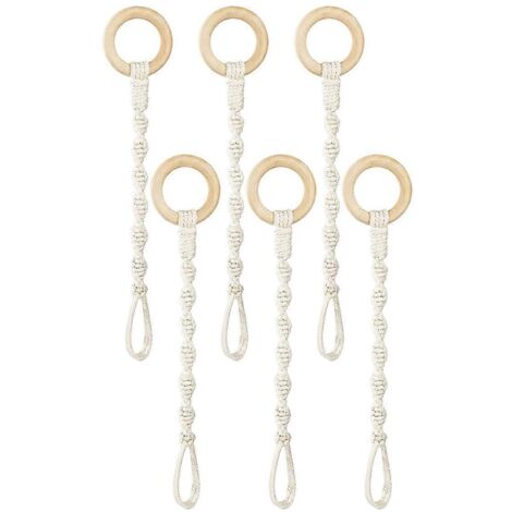 Lot de 6 rallonges pour plantes suspendues, anneaux en bois tressés à la main, pots de fleurs -- (1/5)