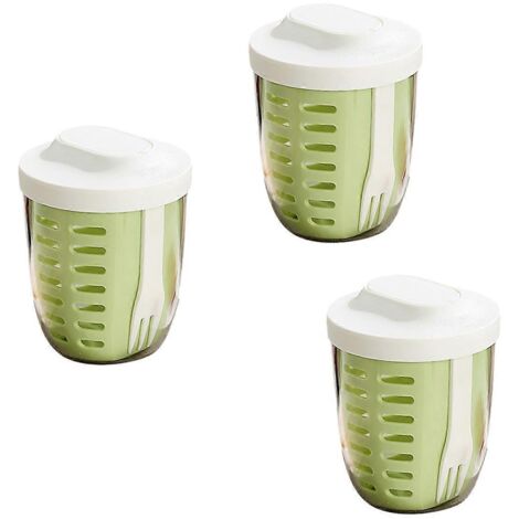 Coupe à salade, coupe à fruits pour pique-nique, gobelet égouttoir double paroi, vert-- (1/5)