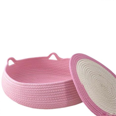 Niche pour chat, petite niche ronde en corde de coton pour petits animaux, petite maison rose-- (1/5)