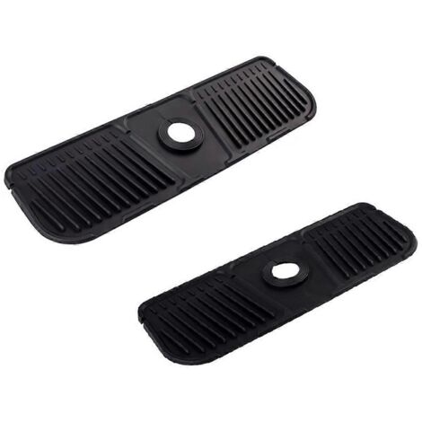 Lot de 2 tapis de robinet en silicone noir pour la cuisine (1/5)
