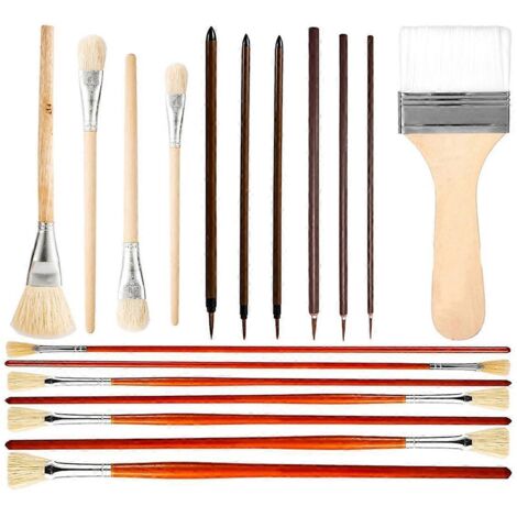 18 pinceaux à glaçure pour céramique, pour peinture acrylique et à l'huile sur céramique -- (1/5)