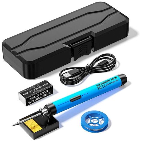 Kit de fer à souder micro-USB 5V avec batterie bleue -- (1/5)