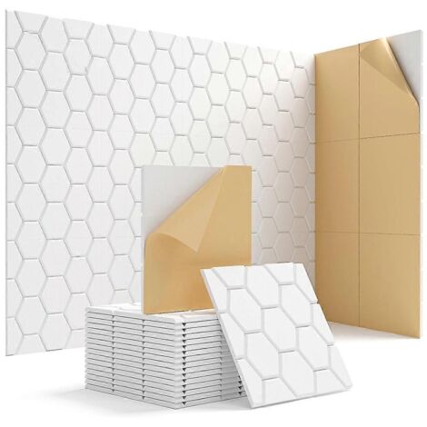 Lot de 15 panneaux muraux insonorisés blancs de 30,5 x 30,5 x 1 cm (12 x 12 x 0,4 pouces) (1/5)