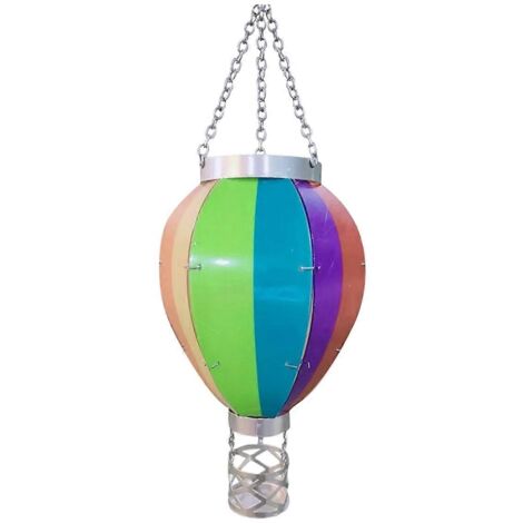 Lanterne solaire extérieure en forme de montgolfière avec porte-bougie, arc-en-ciel-- (1/5)