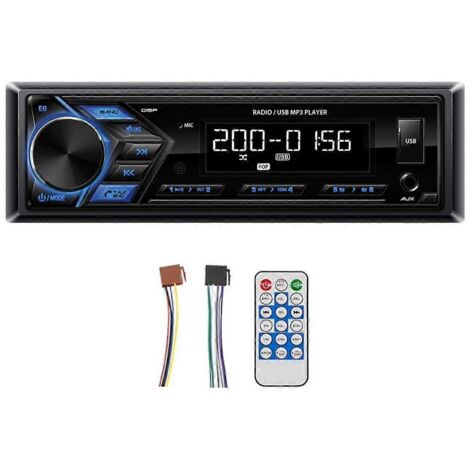 Autoradio MP3 1 DIN avec tuner FM, port USB et affichage LED à segments -- (1/5)