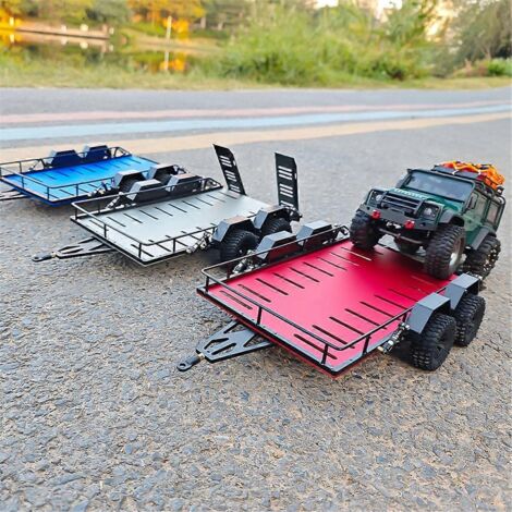 Remorque métallique pour camion Traxxas - Pièces détachées à monter soi-même - Bleu