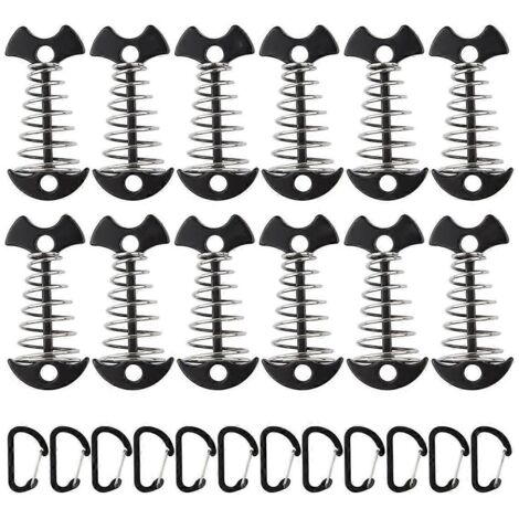 Lot de 12 piquets de tente en aluminium avec boucle à ressort, noirs. (1/5)