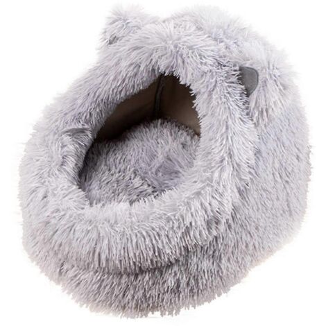 Lit en peluche pour chat, lit pour chien semi-fermé, lit amovible en L (1/5)