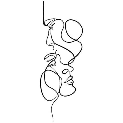 Décoration murale minimaliste en métal, lignes du visage, style abstrait, A-- (1/5)