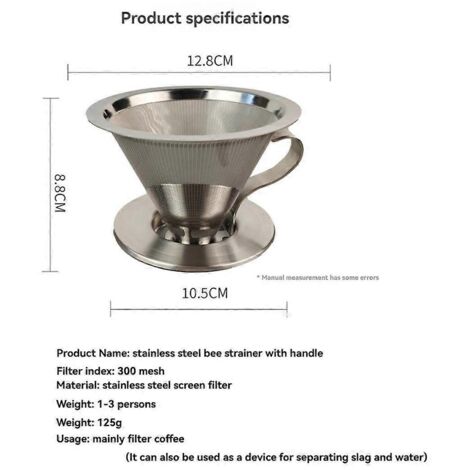 Filtre à café en acier inoxydable avec poignée et base --- (1/5)