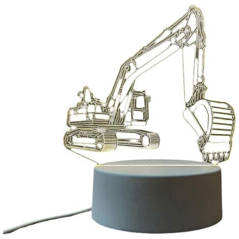 Camion excavateur lumineux en acrylique 3D avec base éclairée par une veilleuse --- (1/5)