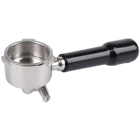 Porte-filtre à café 51 mm à 3 oreilles et double bec verseur pour poignée Delonghi - Noir et argent (1/5)