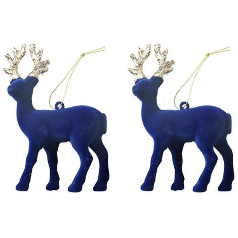 Pendentif de Noël, ornement décoratif pour sapin de Noël, cerf bleu-- (1/5)