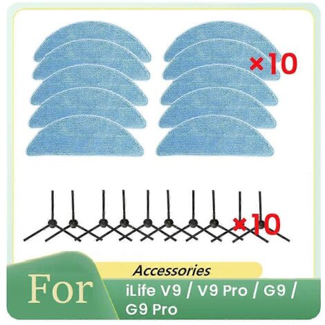 Lot de 20 brosses latérales et chiffons pour aspirateur robot ILife V9 / V9 Pro (1/5)