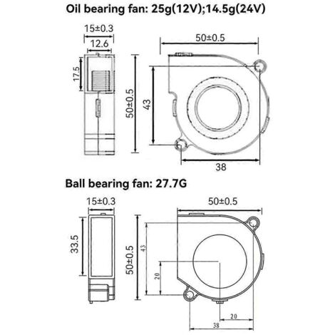 Ventilateur de refroidissement pour imprimante 3D 24 V, turbocompresseur 5015, connecteur à 2 broches (1/5)