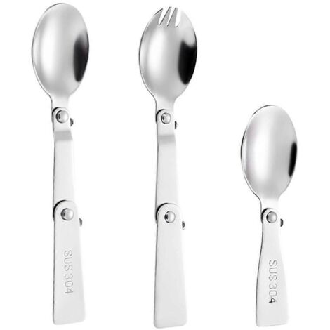 Cuillère pliante en acier inoxydable, mini-cuillère de voyage pour les activités de plein air (1/5)
