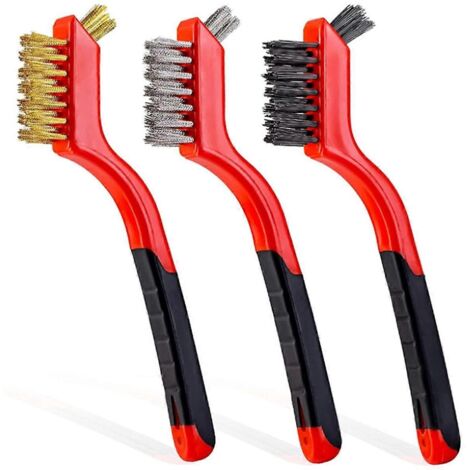 Lot de 3 brosses métalliques, petites brosses métalliques de 7 pouces pour le nettoyage -- (1/5)
