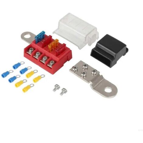 Kit de fusibles à lames M10 100A 32V à 4 circuits, montage sur bornes de batterie - Rouge et noir (1/5)