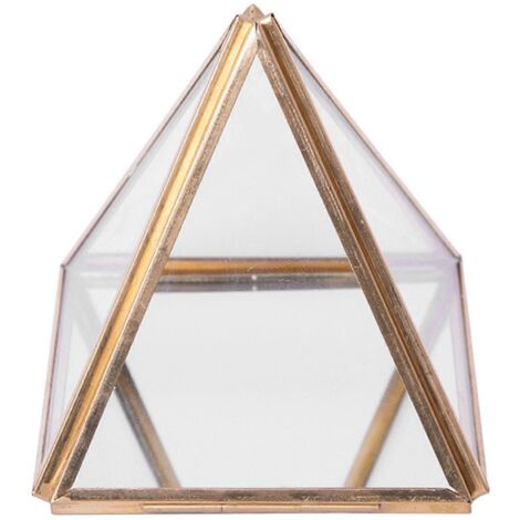 Boîte à bijoux en verre, boîte géométrique dorée, cadeau de mariage ou d'anniversaire S-- (1/5)