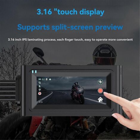 Enregistreur de conduite moto 3,16 pouces, double enregistrement + Wi-Fi + GPS + 64 Go (1/5)