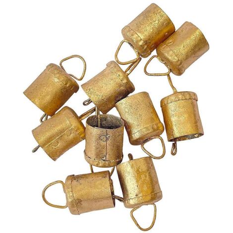 Lot de 6 cloches suspendues vintage, cloches de vache en métal faites à la main pour décoration -- (1/5)