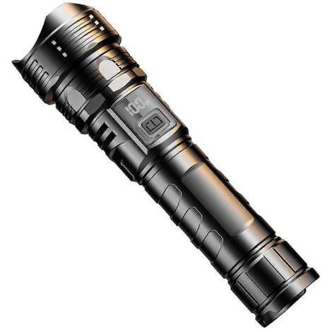 Lampe torche LED rechargeable portable avec affichage numérique - Noire (1/5)