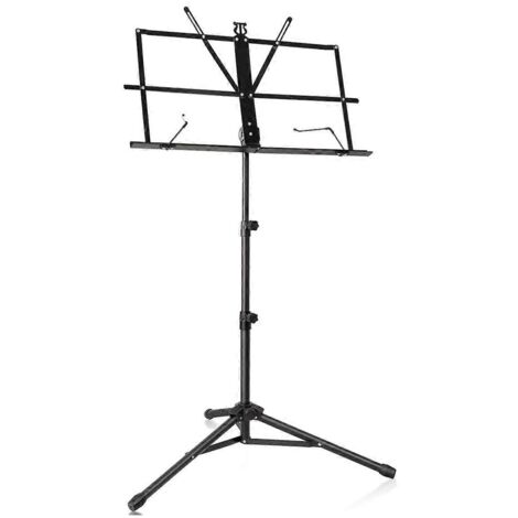 Pupitre en métal pour partitions, avec trépied et porte-partitions - Noir - (1/5)