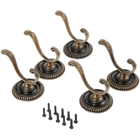 Lot de 5 crochets muraux antiques en alliage de zinc avec vis, 5,4 cm (1/5)