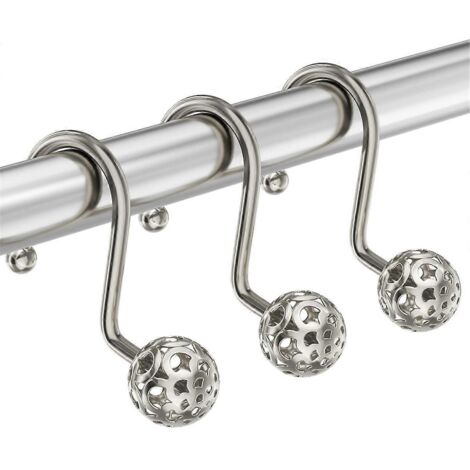 Lot de 12 crochets de rideau de douche décoratifs en métal. (1/5)