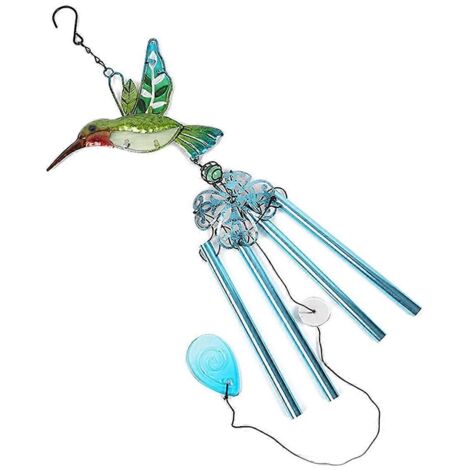 Carillon éolien en verre pour jardinage, pendentif colibri vert-- (1/5)