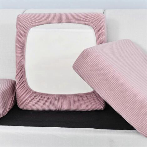 Housse de coussin de canapé en tissu extensible rose (1/5)