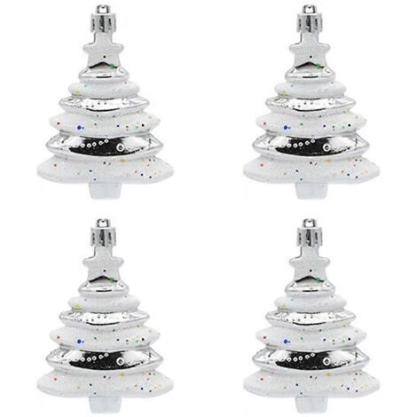 Lot de 4 boules de Noël argentées en forme spéciale, 8 x 6 cm (1/5)