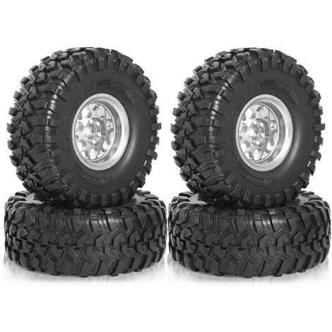 Pneus RC, pièces de rechange pour pneus tout-terrain, pièces détachées pour voitures RC, noir et argent (1/5)