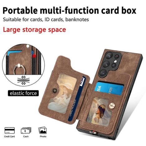 Étui en cuir marron foncé pour téléphone portable Galaxy S24 Ultra (1/5)