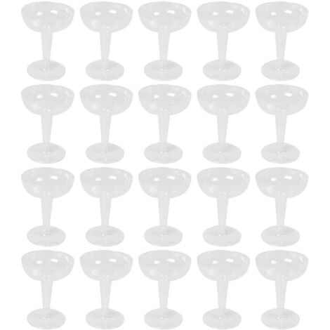 Lot de 20 verres à champagne en plastique transparent pour fêtes. (1/5)