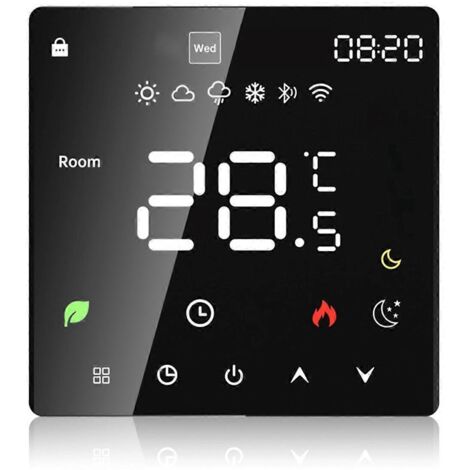 Thermostat chauffant tactile Wi-Fi Graffiti Noir 16A-- (1/5)