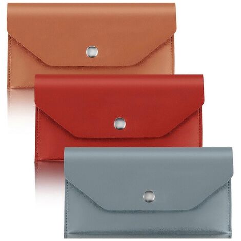 Lot de 3 enveloppes imperméables pour espèces, rouges, marron et bleues. (1/5)