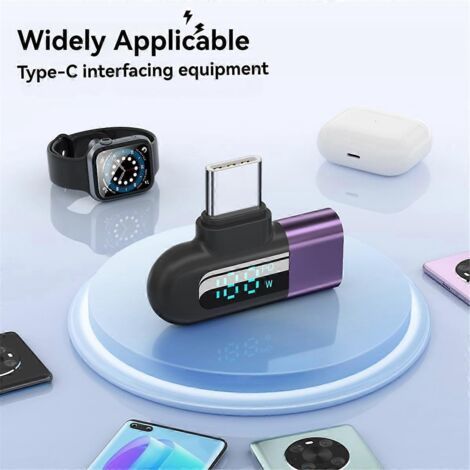Adaptateur OTG 6A avec affichage numérique USB-C vers USB-C noir (1/5)