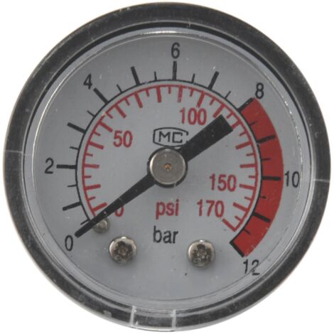 Manomètre de pression pour pompe à air à gaz, filetage 10 mm, 0-12 bar (0-170 psi) (1/5)