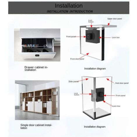 Serrure biométrique à empreinte digitale noire sans clé pour armoire --- (1/5)