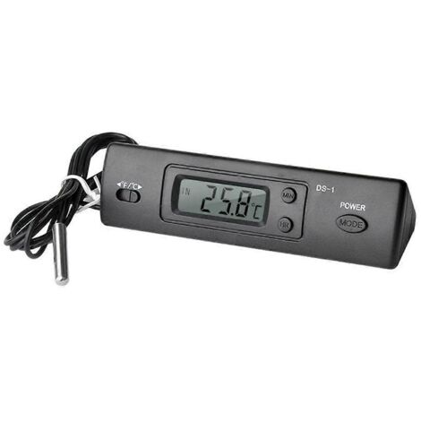 -1 Thermomètre de voiture avec écran LCD, horloge °C/°F et capteur de température (1/5)